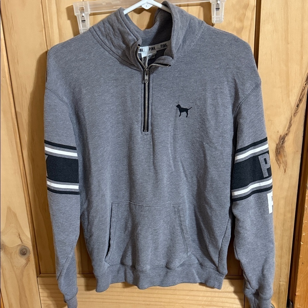PINK Victoria's Secret Gray Half-Zip Hoodie